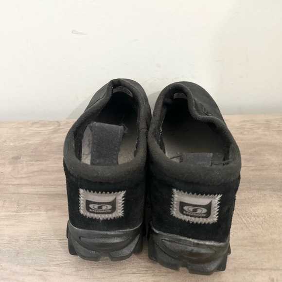 Vintage Salomon Contagrip Slip On SnowClogs Sz 8.5 Black Suede Hiking Shoe - Picture 3 of 8